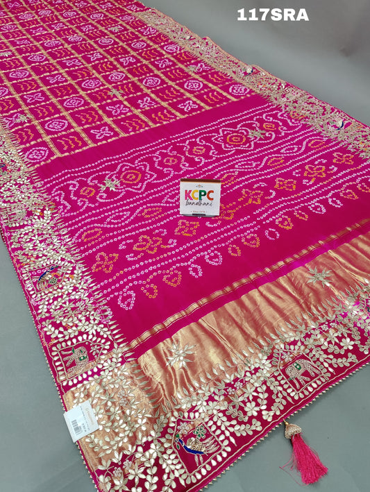 KcPc New famous gaji silk gharchola Heavy Gotapatti work saree,AMT