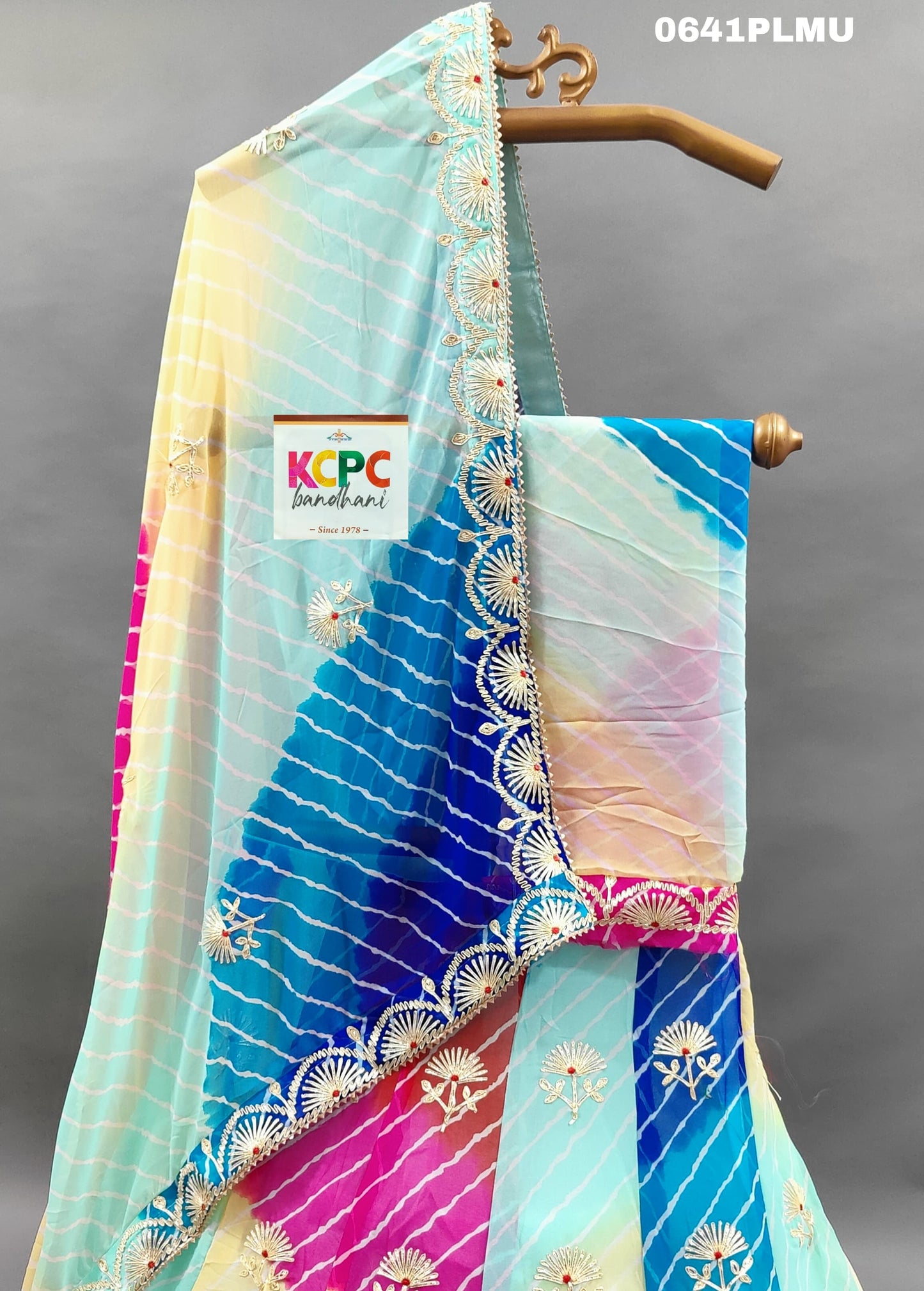 KcPc New multi color lahariya with kachha Gotapatti work lehenga Set,RAJ