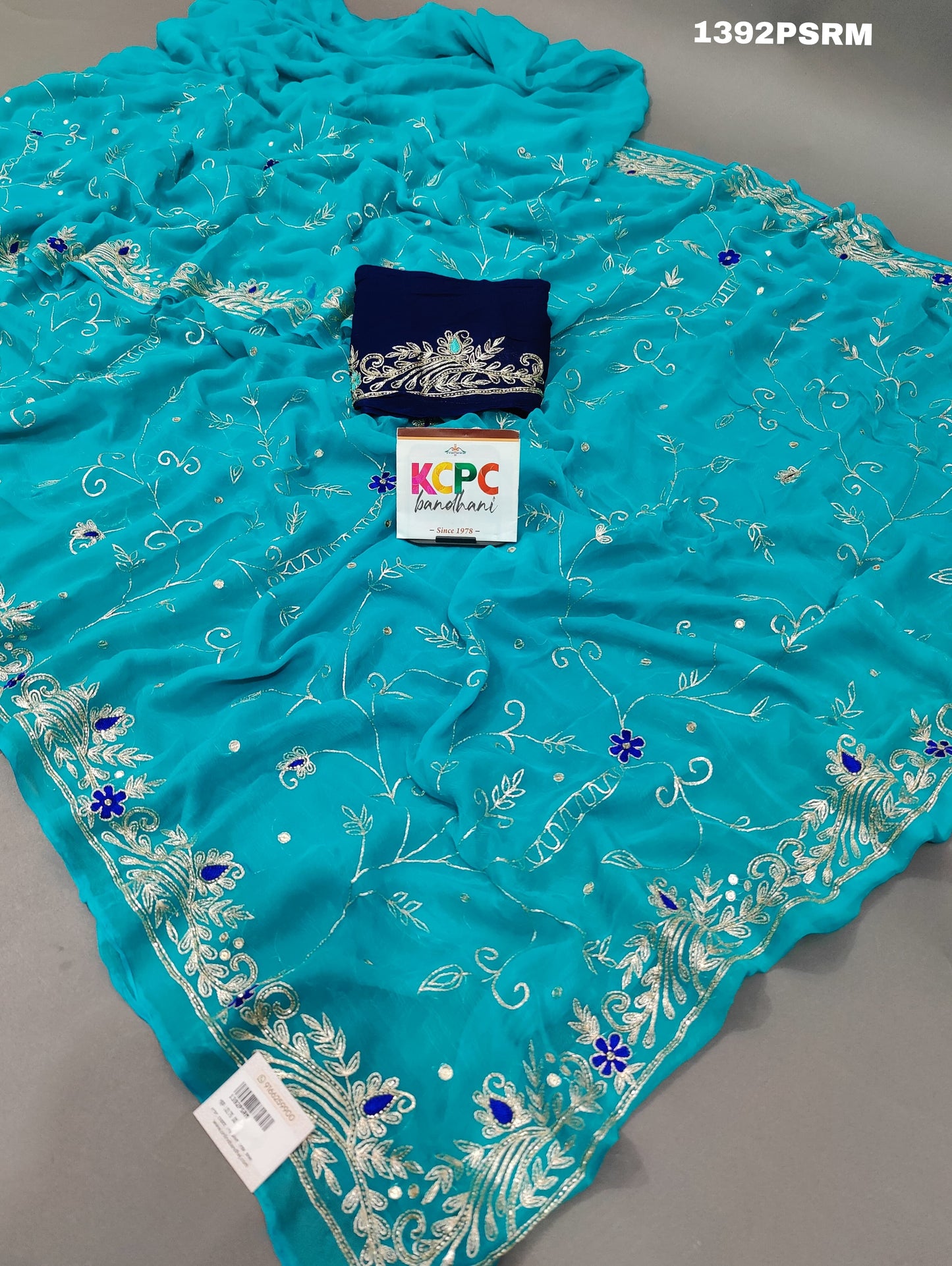 New Pure Diamond chiffon Mukesh work Jaipuri tradishanal Rajputi saree,VND