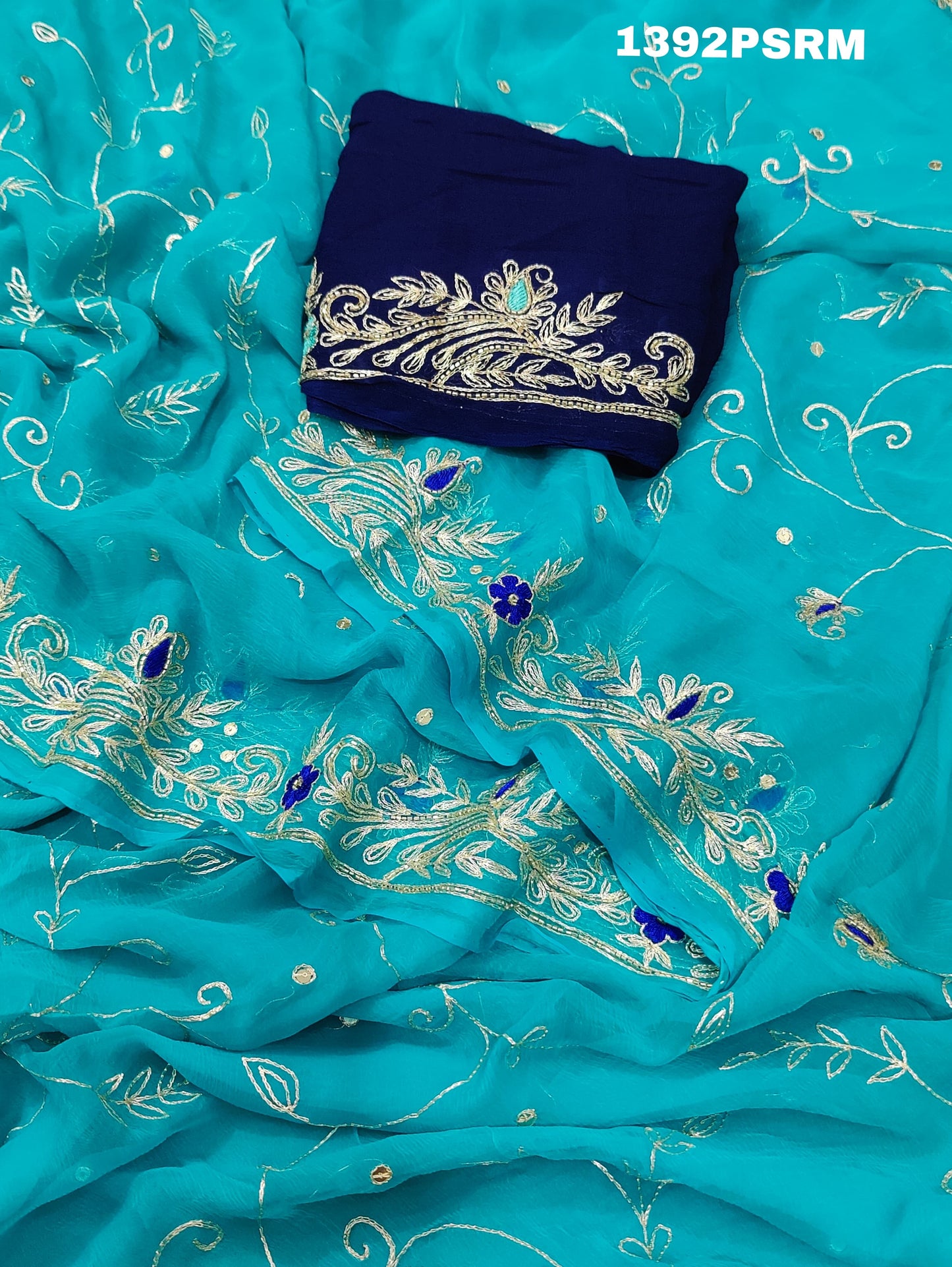 New Pure Diamond chiffon Mukesh work Jaipuri tradishanal Rajputi saree,VND