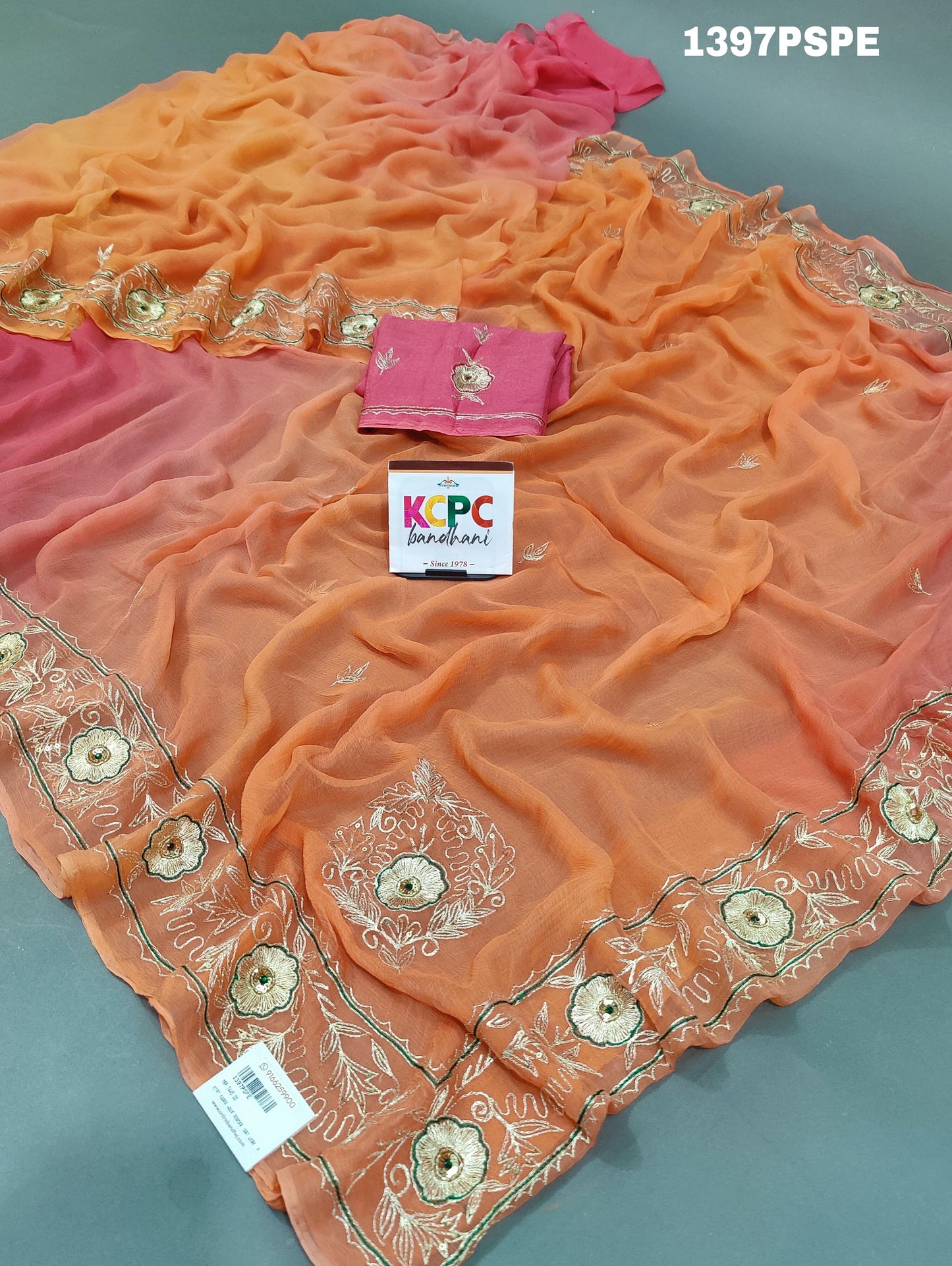 KcPc New Pure Diamond chiffon Mukesh work Jaipuri tradishanal Rajputi saree,VND