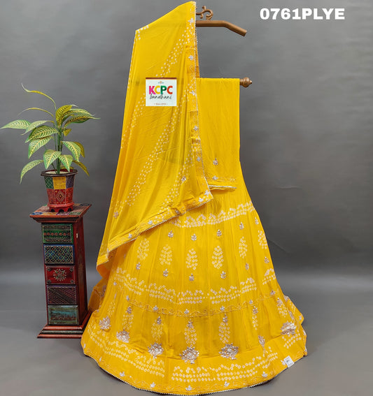 KcPc New Chinon  Bandhani Cutdana Gotapatti work lehenga Set ,RAJ