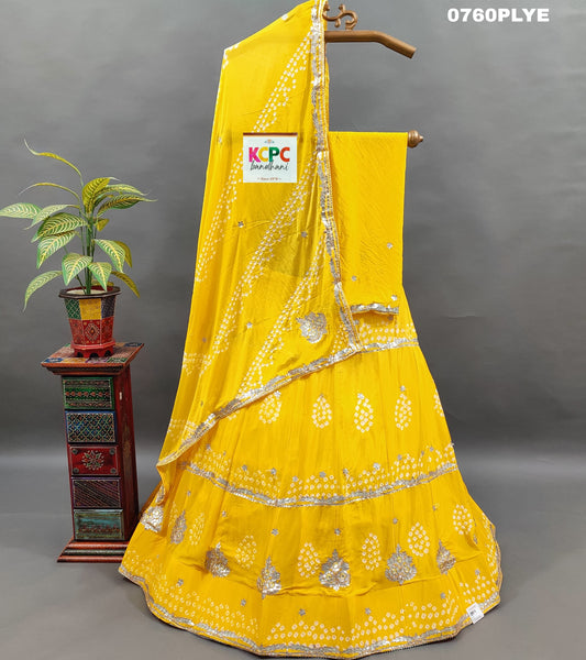 KcPc Pure Chinon Double Shade Bandhani Gotapatti work lehenga Set,RAJ