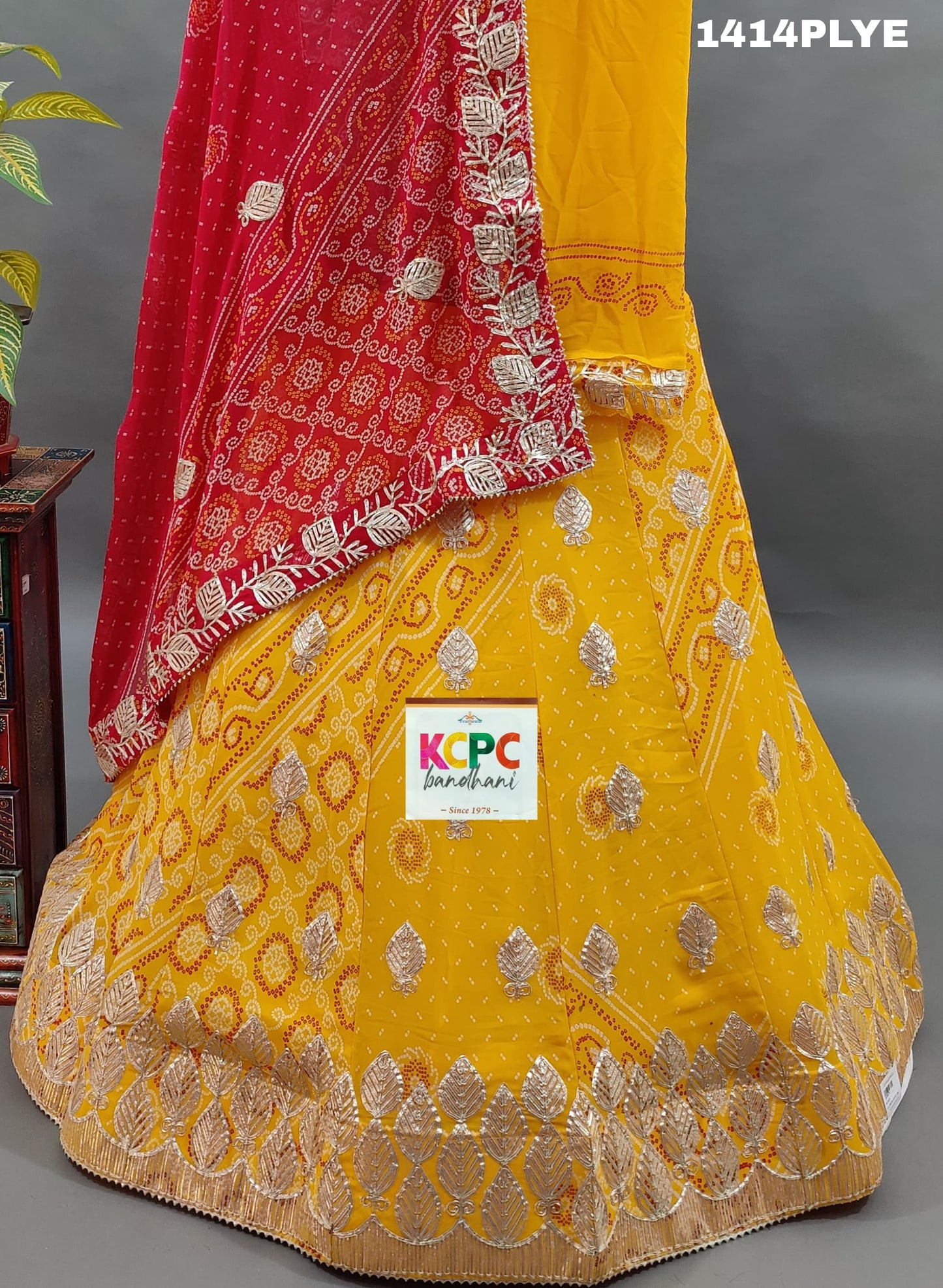 KcPc New  georgette chunri print kacha gotapatti work lehenga Set ,RAJ