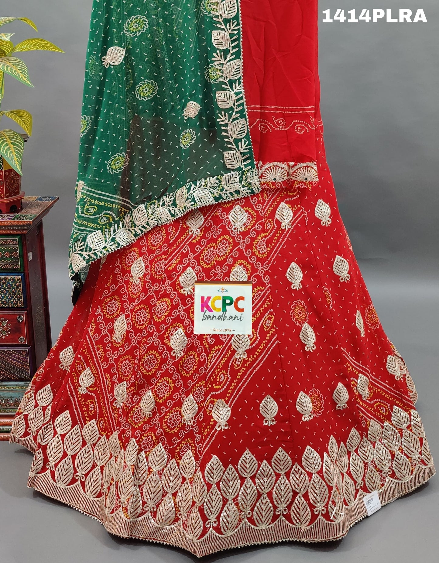 KcPc New Pure georgette chunri print kacha gotapatti work lehenga ,RAJ