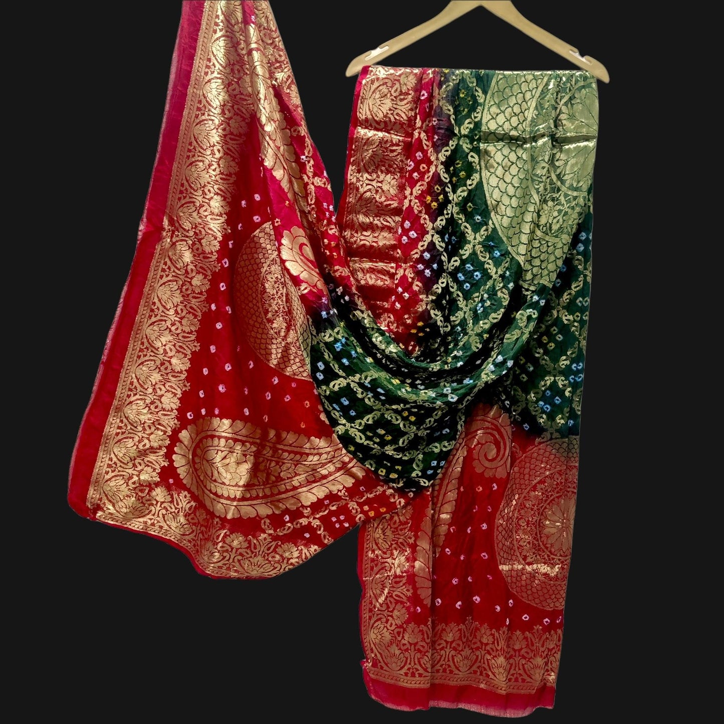 Banarasi Bandhej Gharchola Kerry Chand Dupatta Or Kc