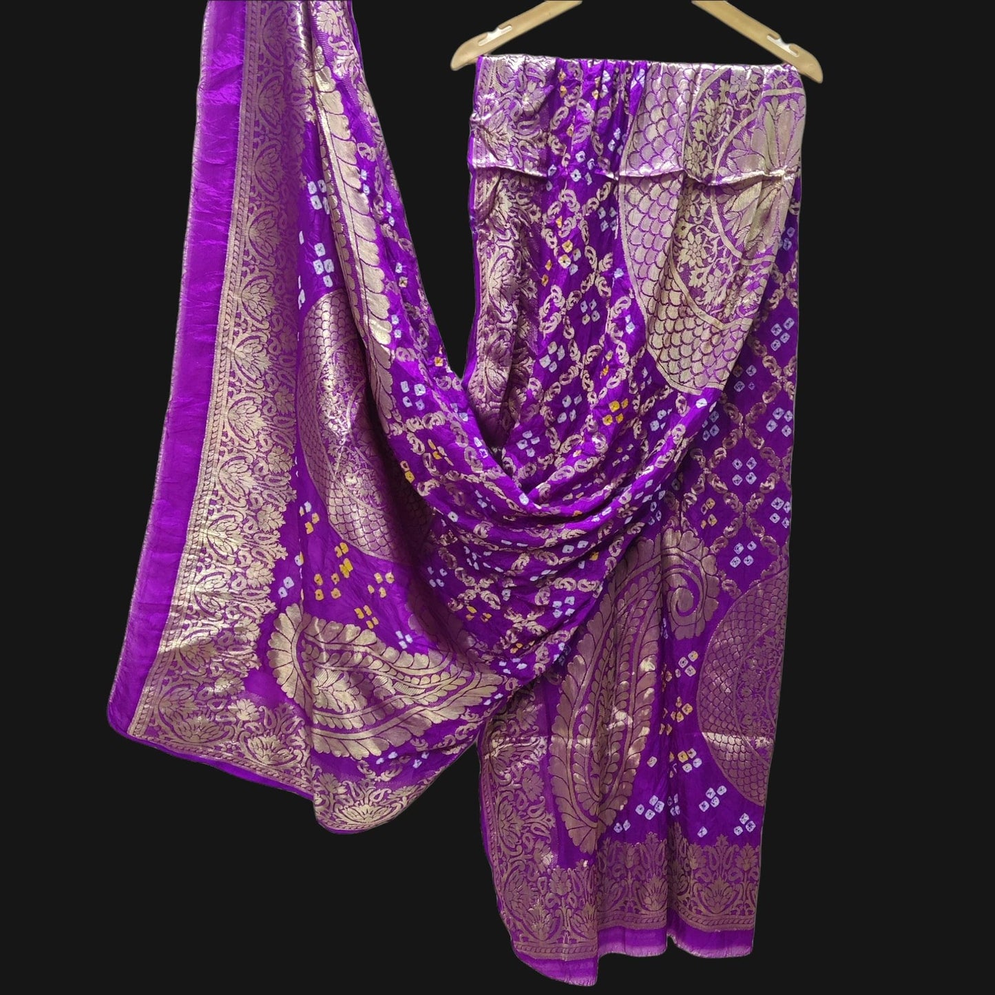 Banarasi Bandhej Gharchola Kerry Chand Dupatta Or Kc Purple