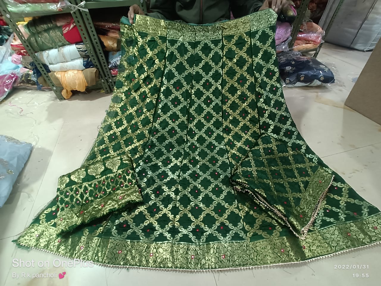 Rajasthani Banarasi Bandhej Ghatchola Mirror Work Lehenga Nr Kml Green Lehenga