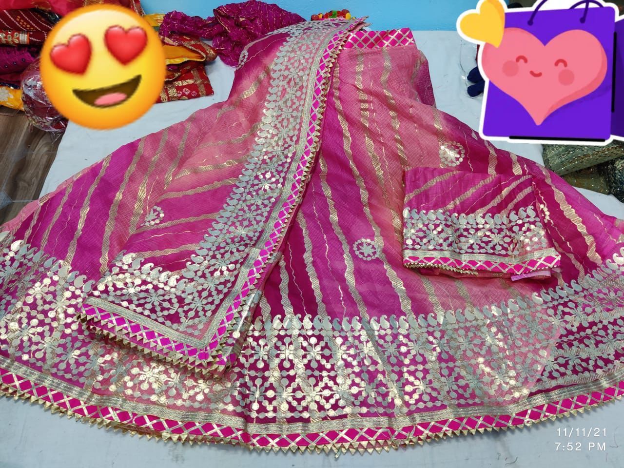 Rajasthani Kota Doria Gota Patti Work Lehengas Set Or Kml Rani Gajri Lehenga