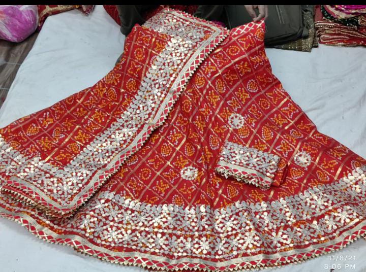 Rajasthani Kota Doria Gota Patti Work Lehengas Set Or Kml Red Lehenga