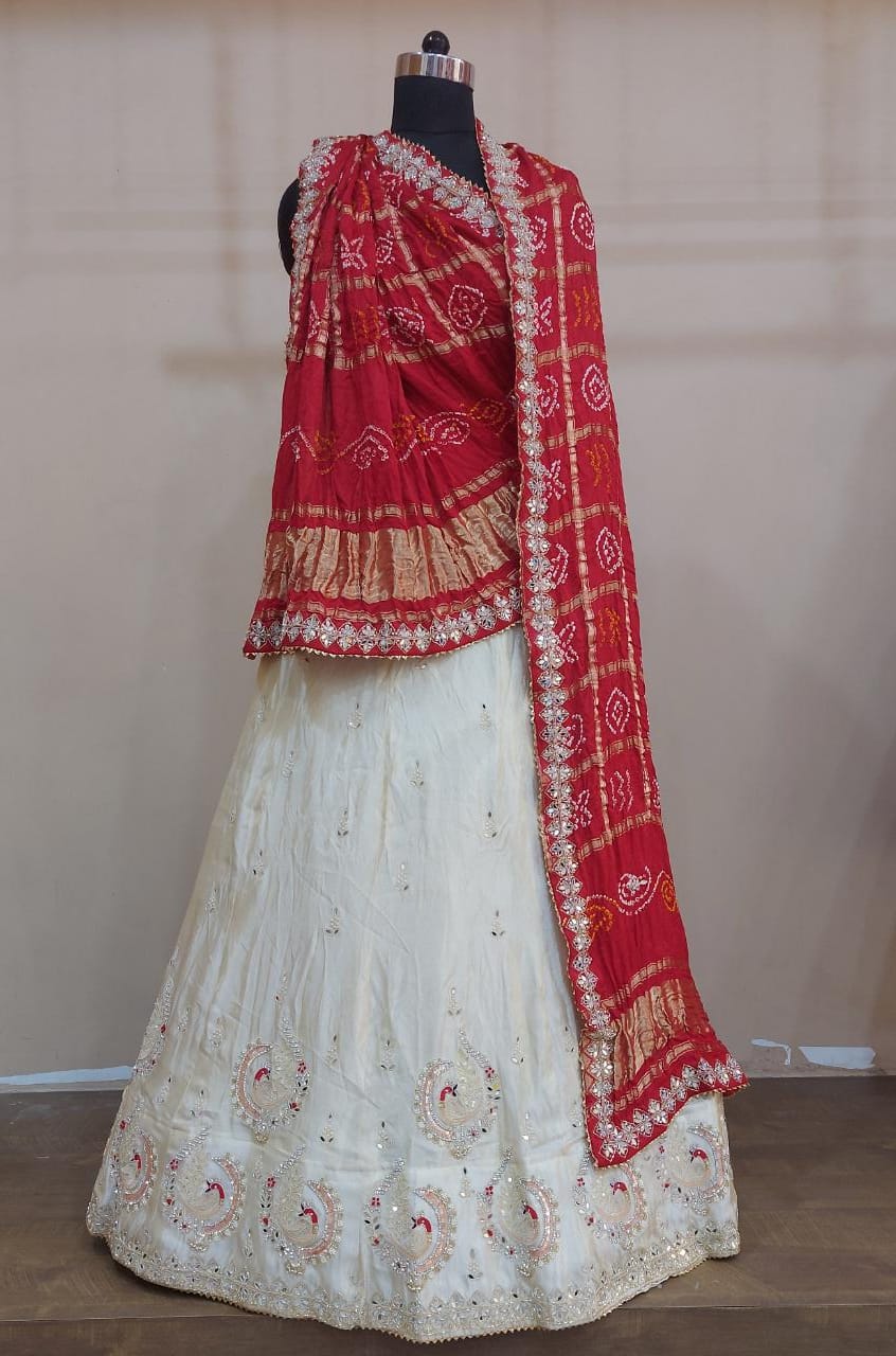 Pure Upada Silk Heavy Gottapatti Work With Gajji Duptta Lehenga Sth Nr