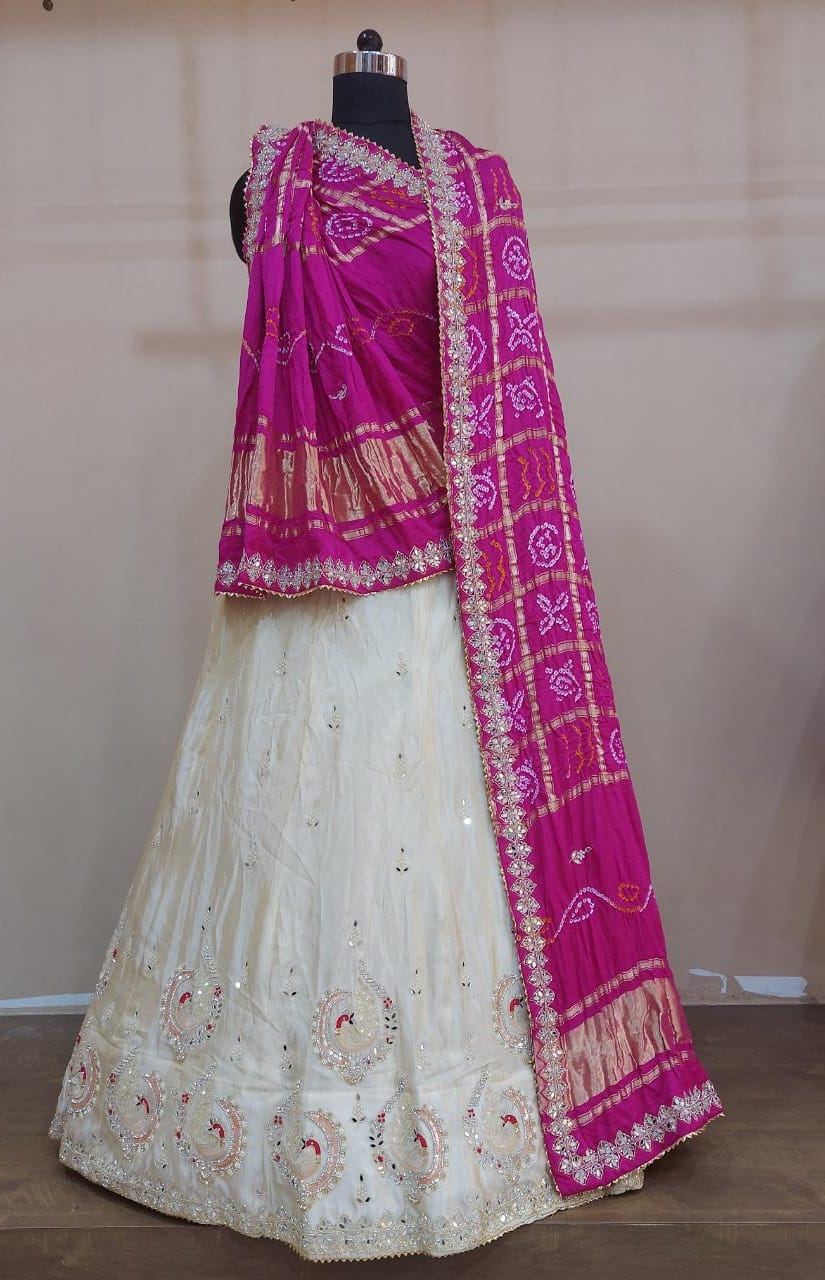 Pure Upada Silk Heavy Gottapatti Work With Gajji Duptta Lehenga Sth Nr