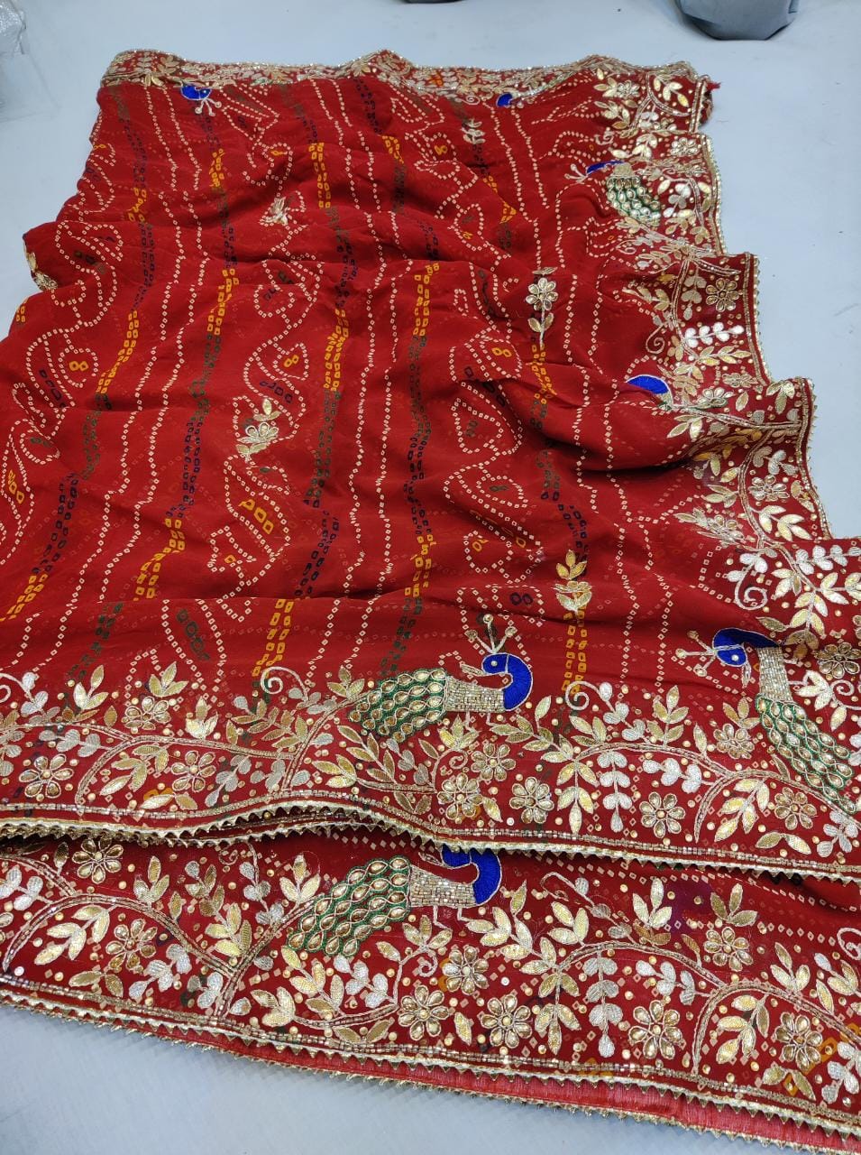 Pure Ojaria Bhandej Fabric Zarkan Kasab Pati Work Saree Amit Nr