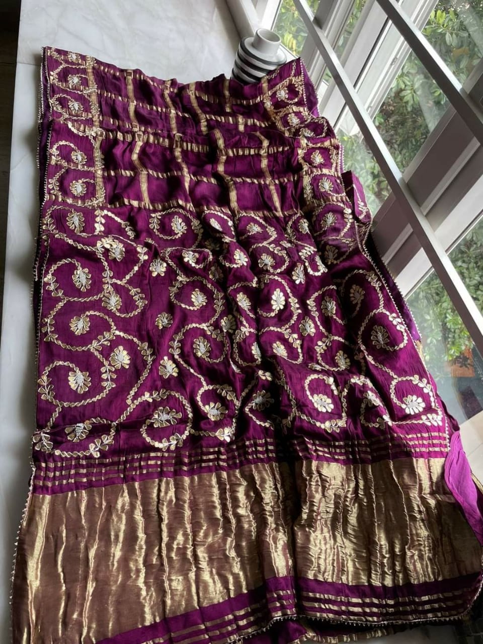 Pure Gajji Silk Gotapatti Work Saree Kcpc Nr Purpal