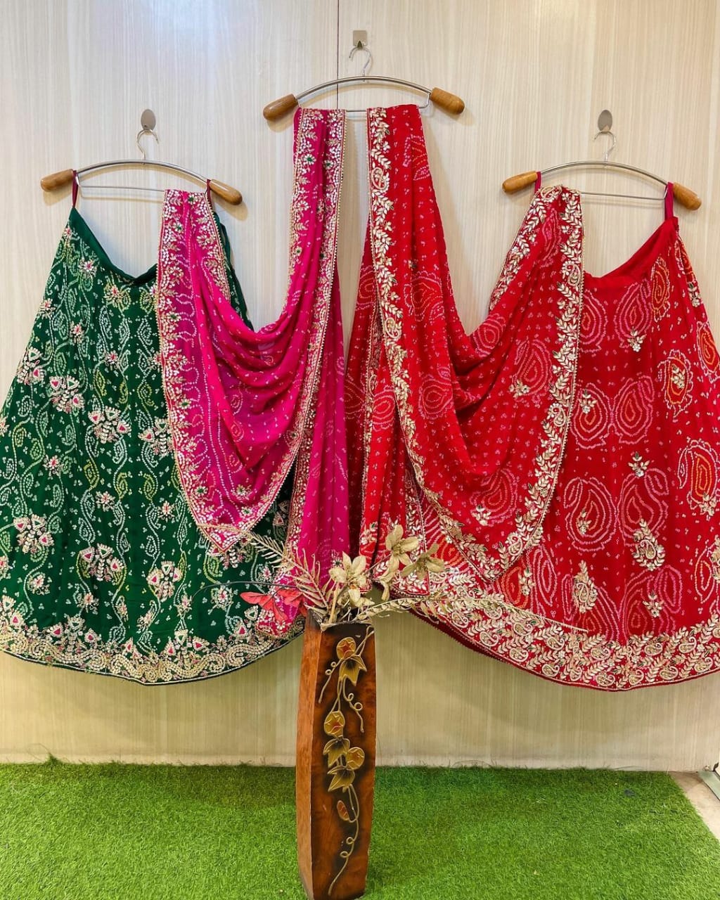 Pure Rai Bandhej Zardozi Gotapatti Work Duptta Lehenga Gs.nr