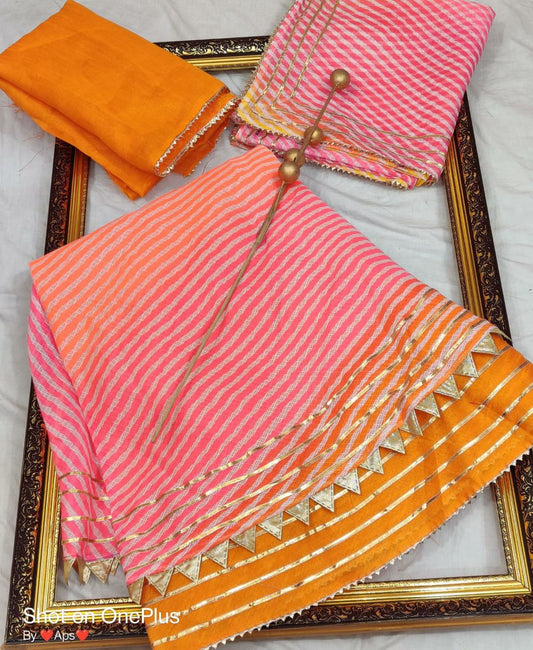 Pure Kota Doriya Lehnga With Lining Gota Kml Or Pink Yellow Lehenga