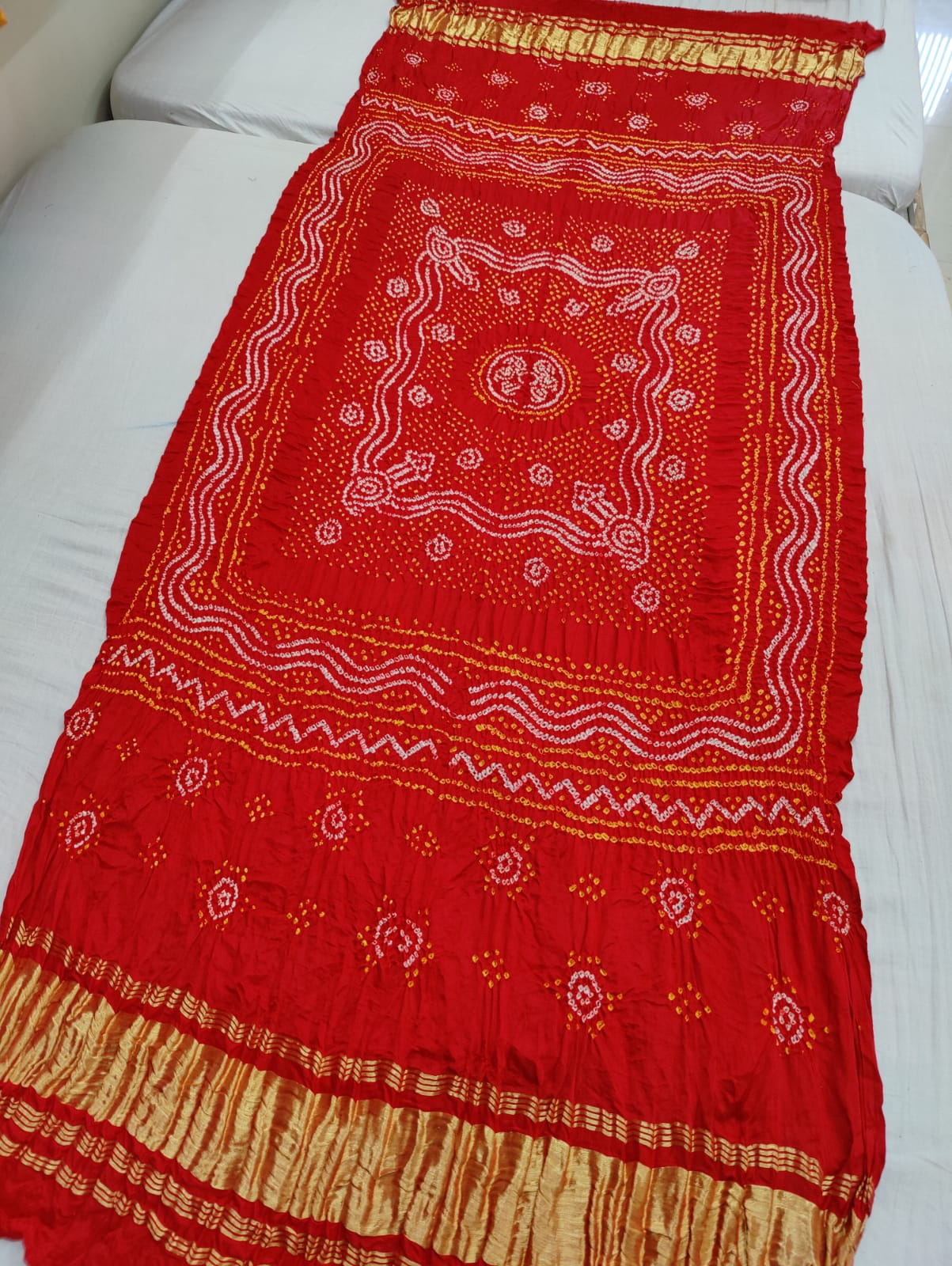 Pure Gaji Silk Bandhani Chandokhani Dupatta Nr Kcpc Red