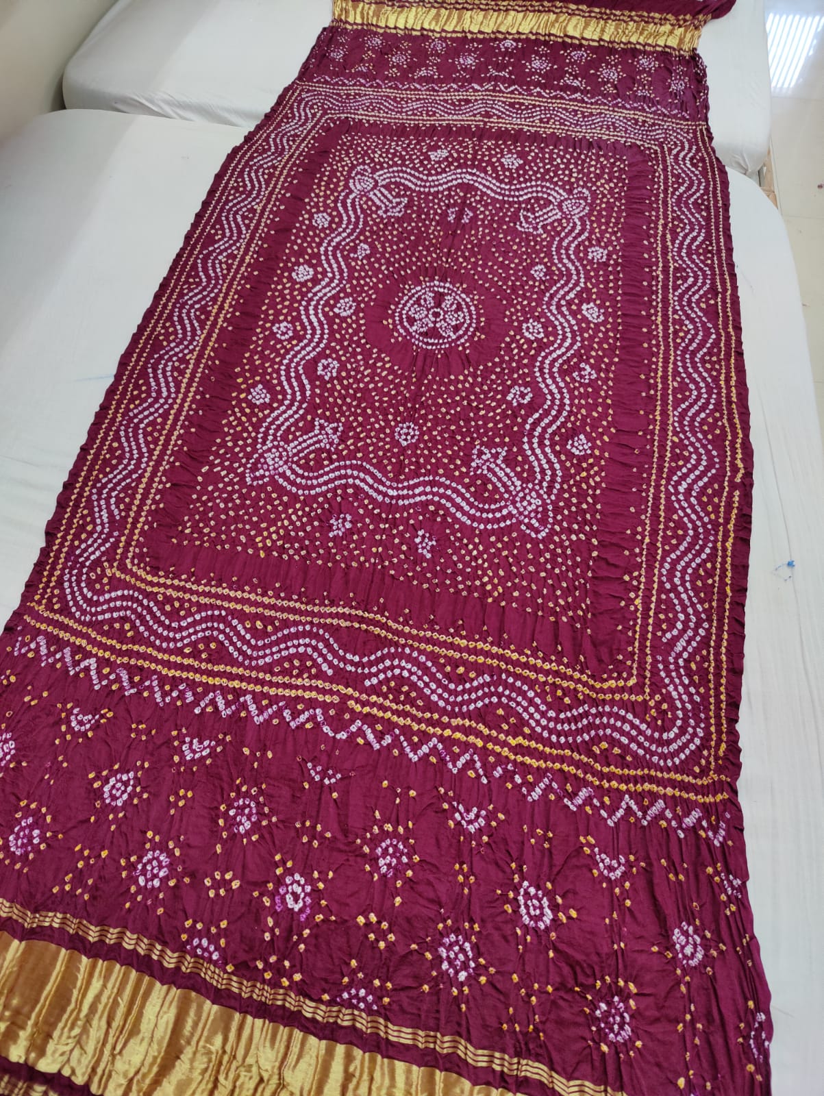 Pure Gaji Silk Bandhani Chandokhani Dupatta Nr Kcpc Wine