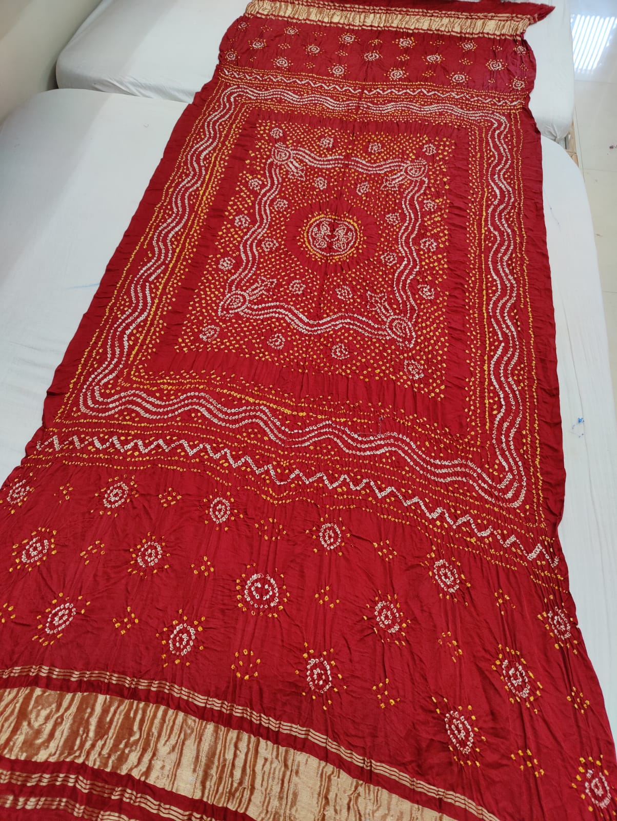 Pure Gaji Silk Bandhani Chandokhani Dupatta Nr Kcpc Mehroon