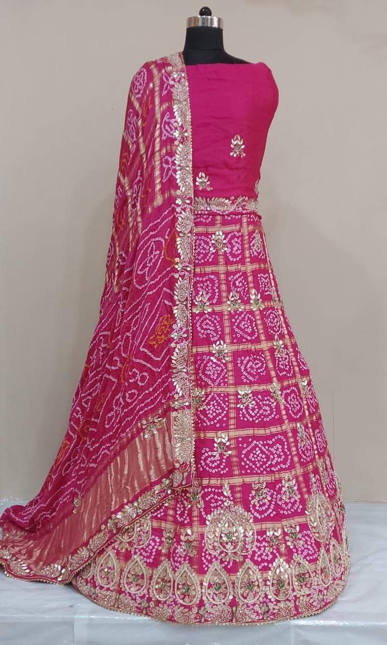 Pure gajji silk fabric lehenga blouse dupptta Pure gajji silk fabric lehenga blouse dupptta Gotapatti zardoji work , NR , SRGC