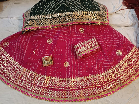 Kota doriya bandhej fabric lehnga  Kota fabric chunni OR, KML