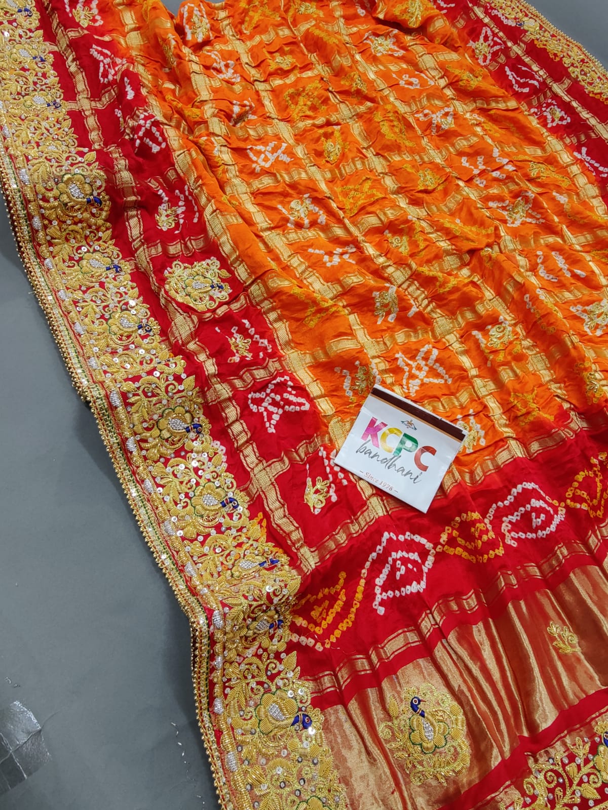 Rajasthani Trending Pure Gaji Silk Bandhani Jardozi Work Ghatchola Chunri Pila Odhna in Aara Tari Handwork