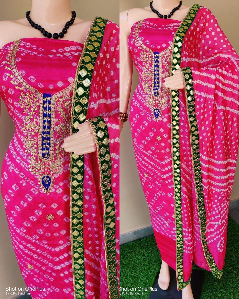 KcPc New Art Silk Bandhani GotapattiWork Salwar suit,KML