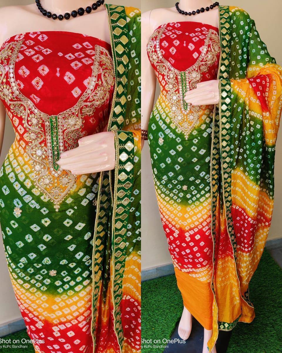 KcPc New Art Silk Bandhani GotapattiWork Salwar suit,KML