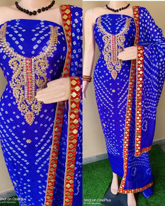 Bandhej art silk suit - KcPc Bandhani