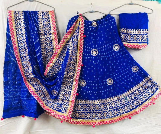 Orignal Hand Bandhej Tapeta Silk Lehnga - KcPc Bandhani