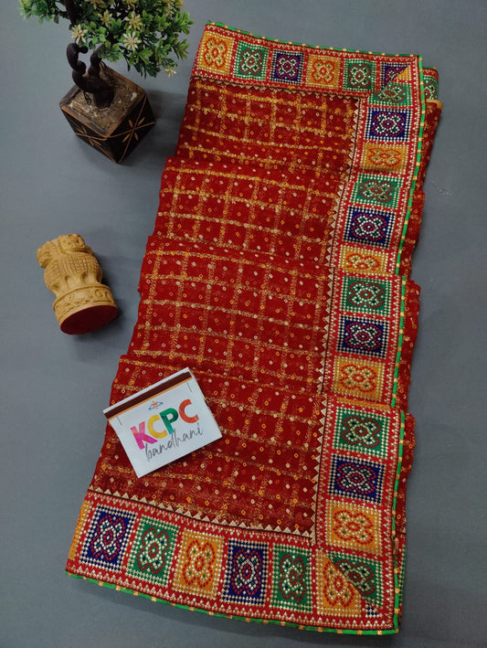 KcPc Pure Georgette Ghatchola Saree with Heavy Banarasi border