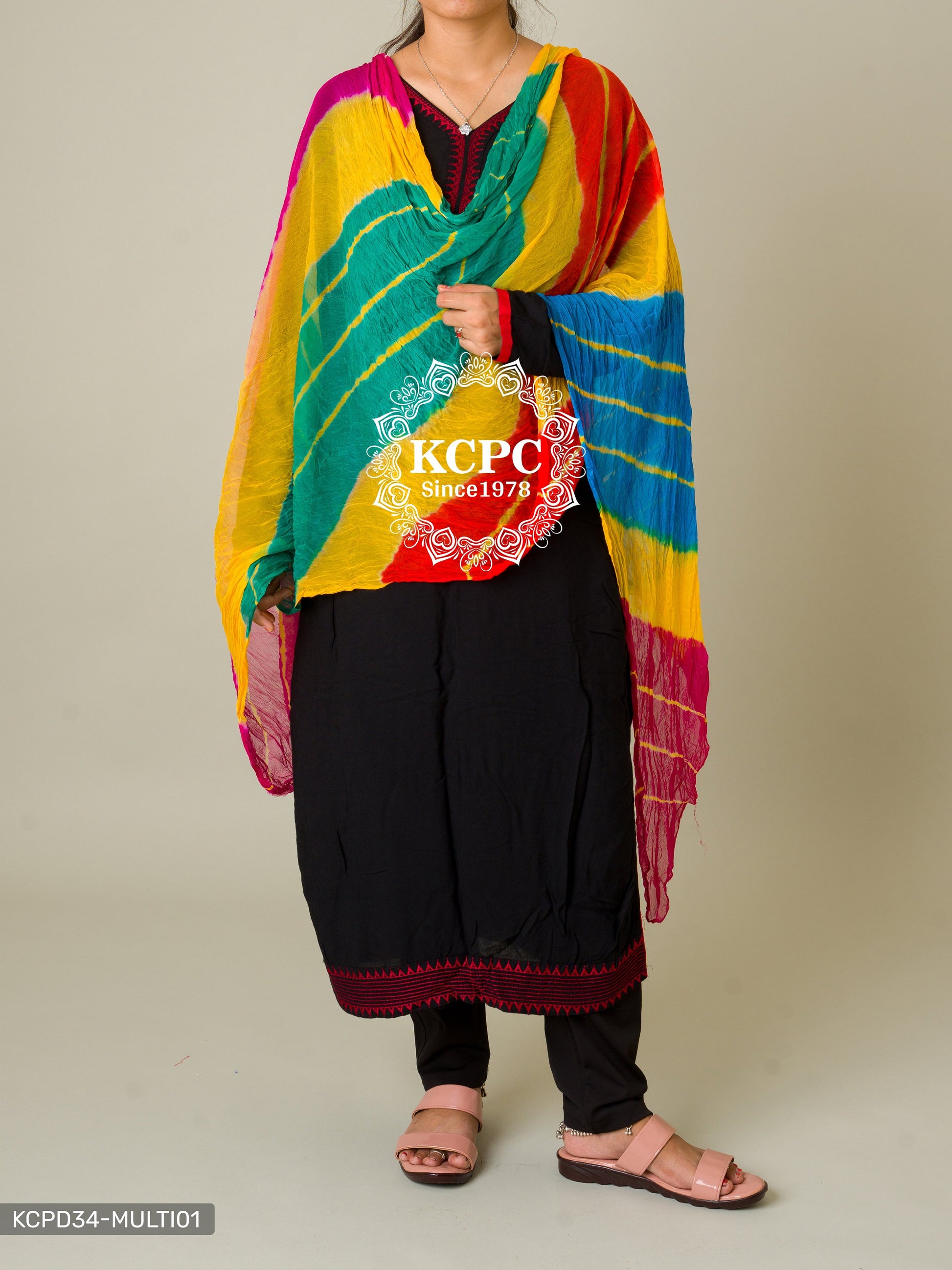 Kcpc Originals Handmade Chiffon Leheriya Dupattas Multi01 Dupatta