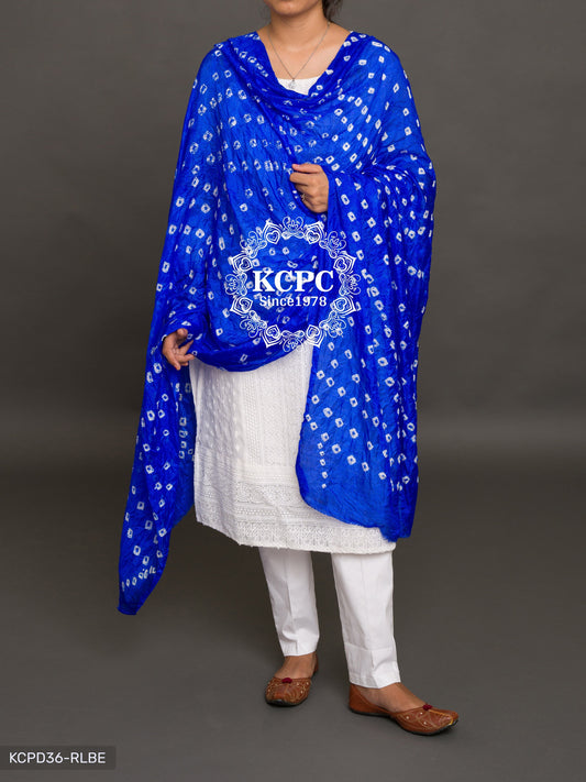 Bandhej Silk Dupattas Or Kcpc Royal Blue Dupatta