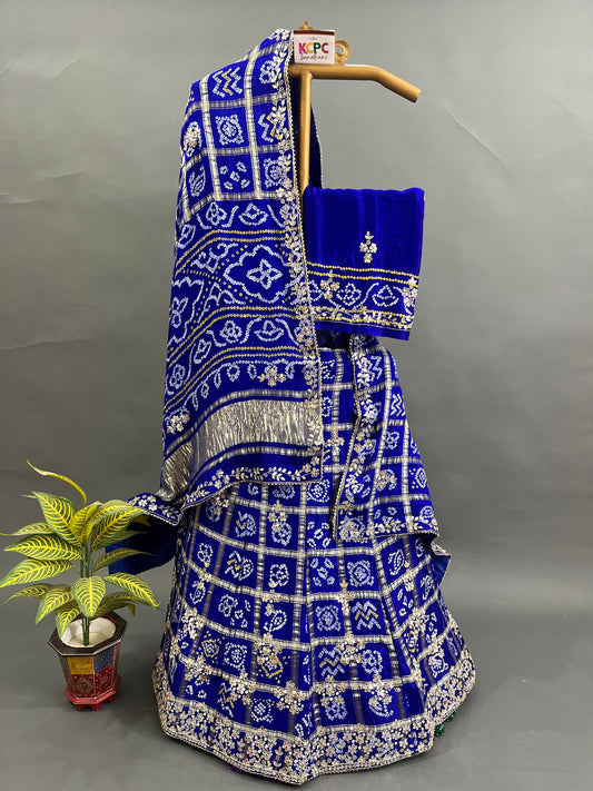 Pure Gaji Silk Bandhani Ghatchola Handwork Lehenga, NR, satis