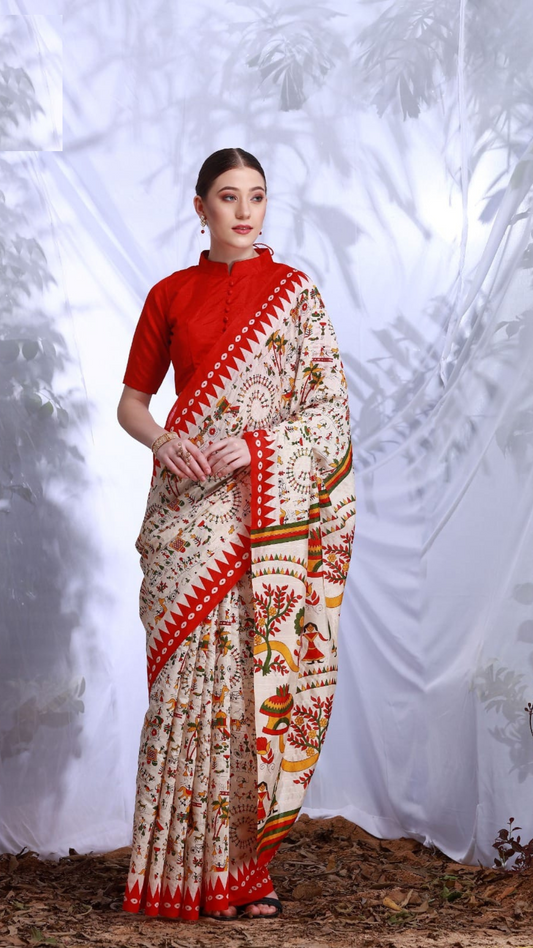 KCPC Latest New cotton silk Fabric printed Saree,APL