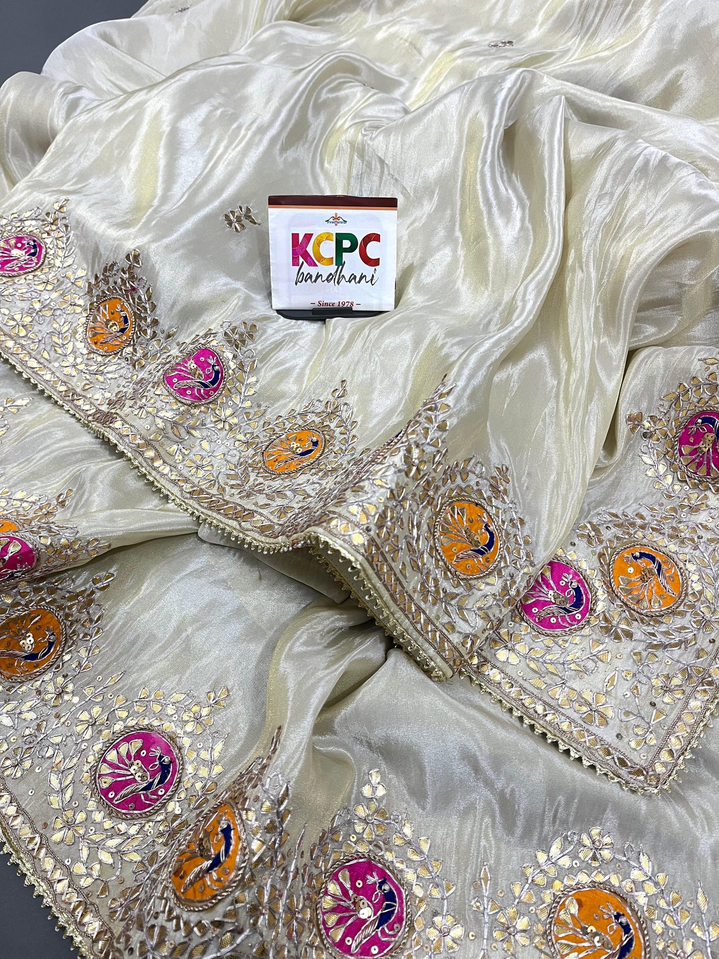 Pure Tissue Designer Jaipuri Gotapatti work Saree with blouse