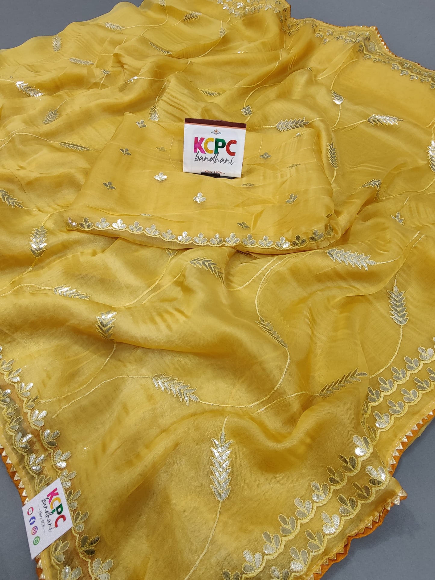 Original HO Silk Tissue Saree with Gotapatti Work with blouse