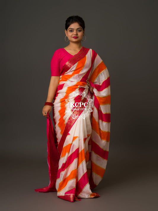 KcPc Latest New launch chinon multi lahariya, banarsi zari Border Saree With Blouse,SRD