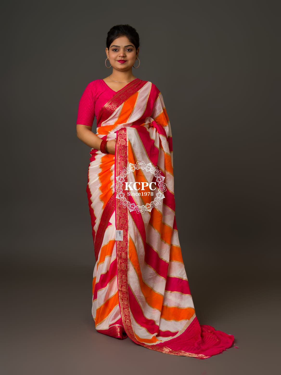 KcPc Latest New launch chinon multi lahariya, banarsi zari Border Saree With Blouse,SRD