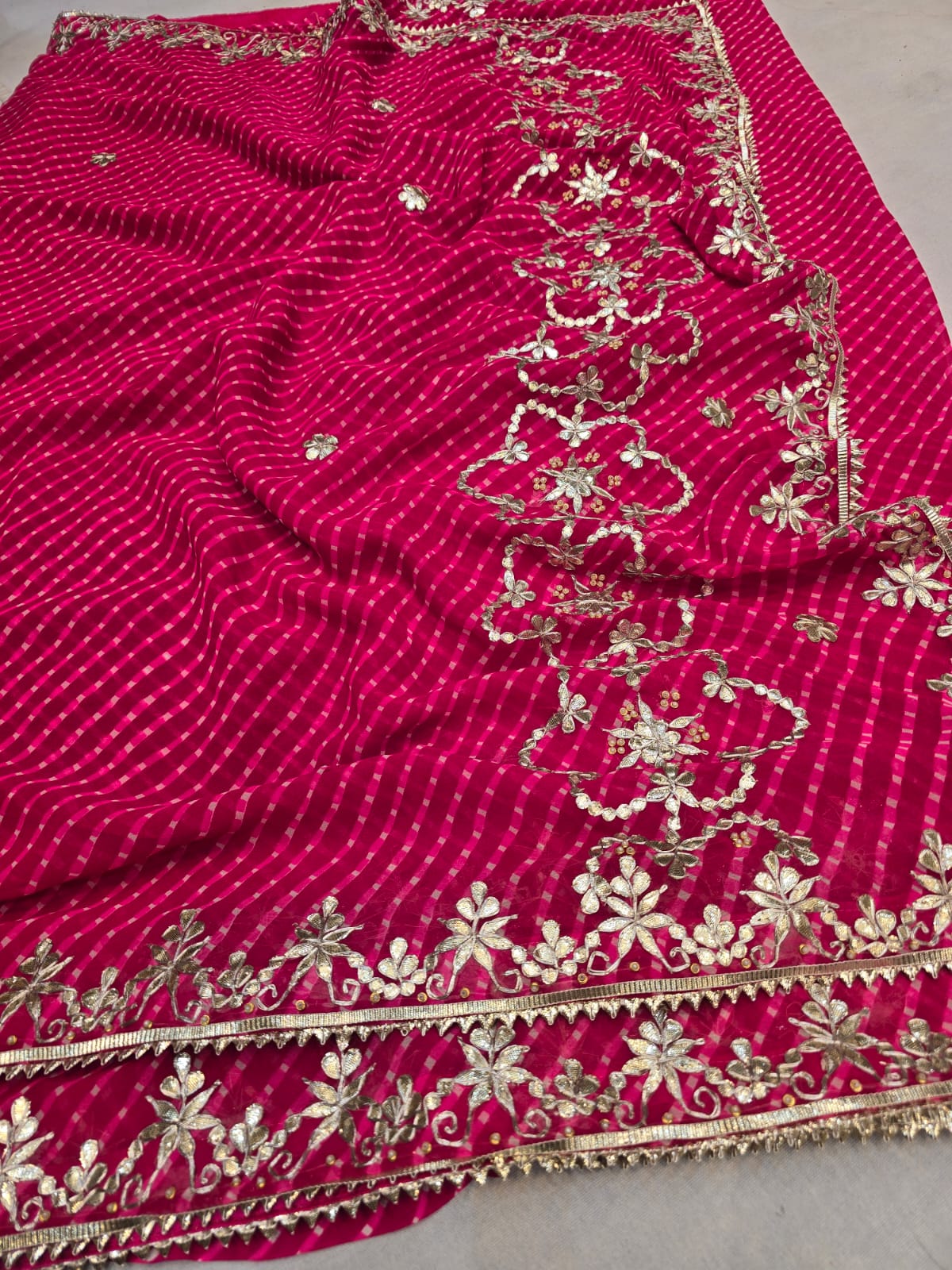 Georgette mothra with gota patti work saree