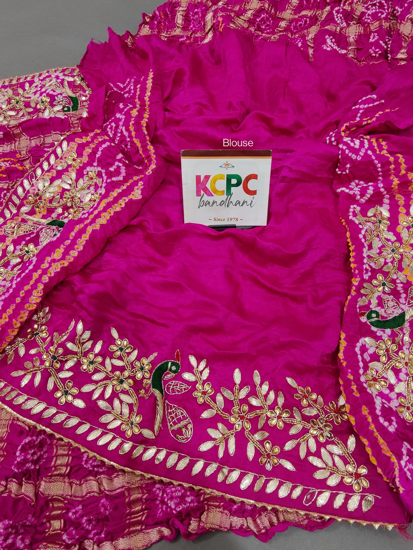 Pure Gaji Silk Bandhani Ghatchola Heavy Gotapatti Work Saree, KCPC, OR