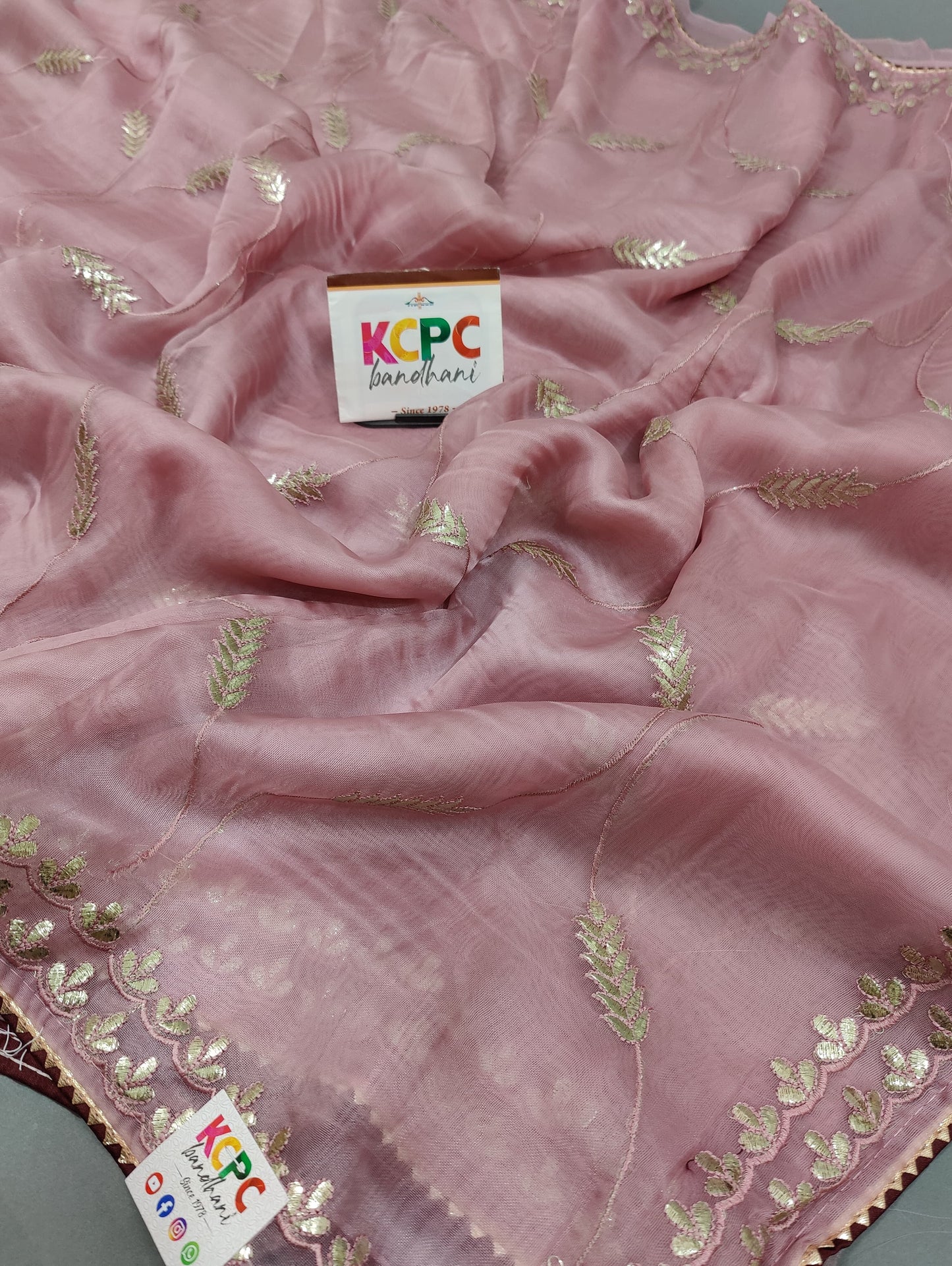 Original HO Silk Tissue Saree with Gotapatti Work with blouse