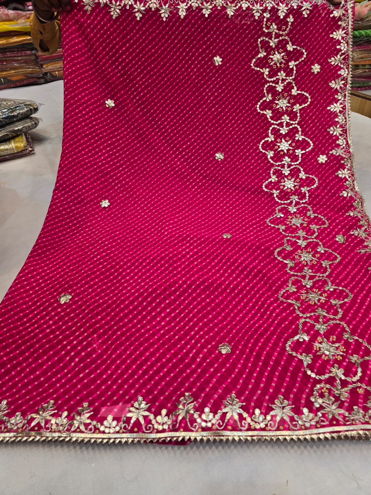 Georgette mothra with gota patti work saree