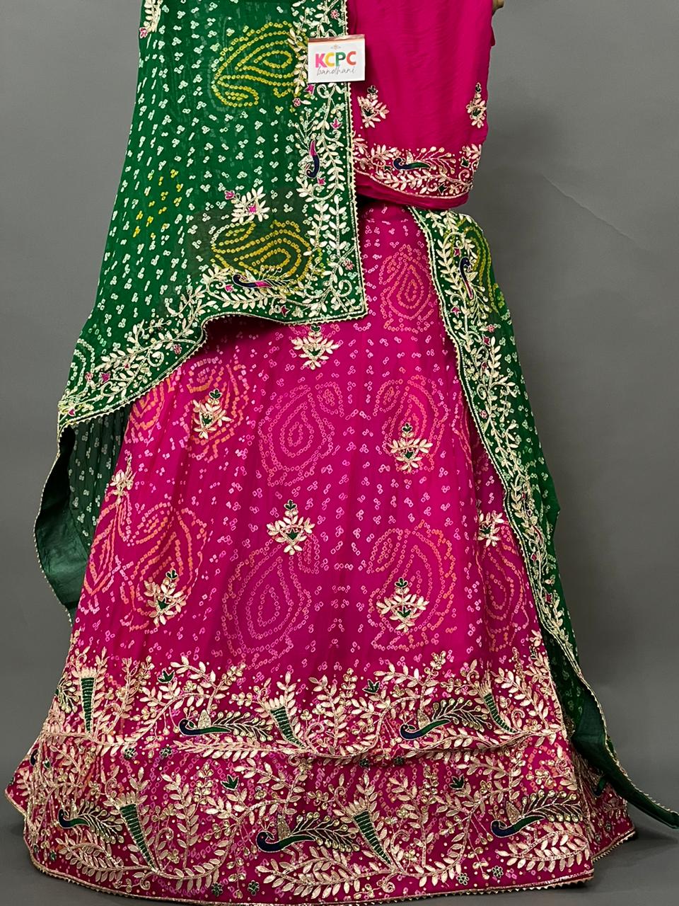 Bandhani Collection Designer Jaipuri Pure Ojariya Lehenga with Multicolour Dupatta, BIT