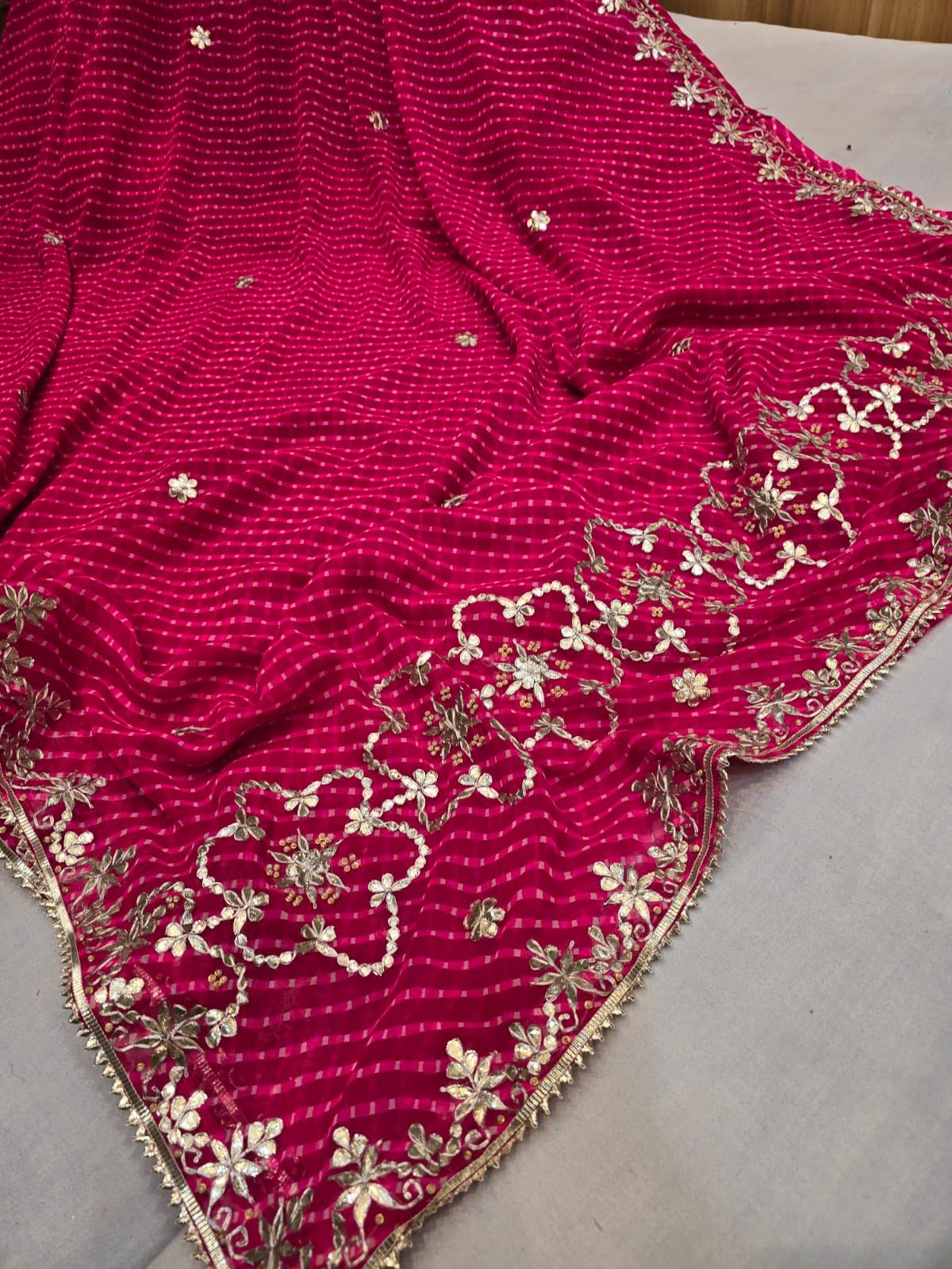 Georgette mothra with gota patti work saree