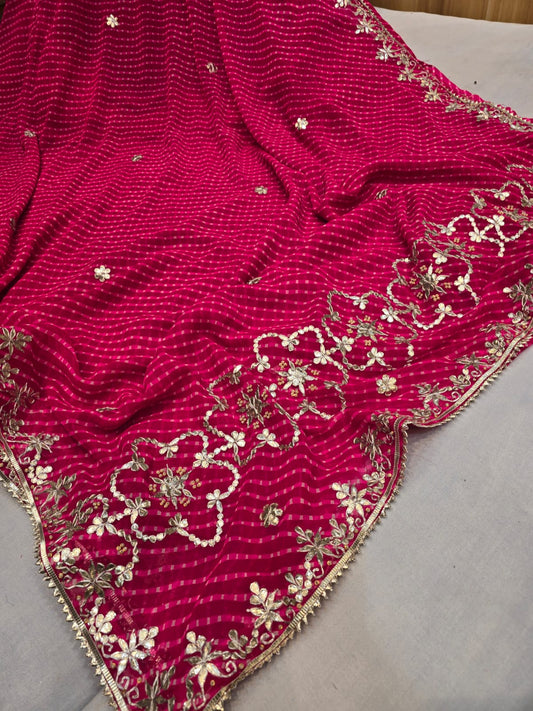 Georgette mothra with gota patti work saree