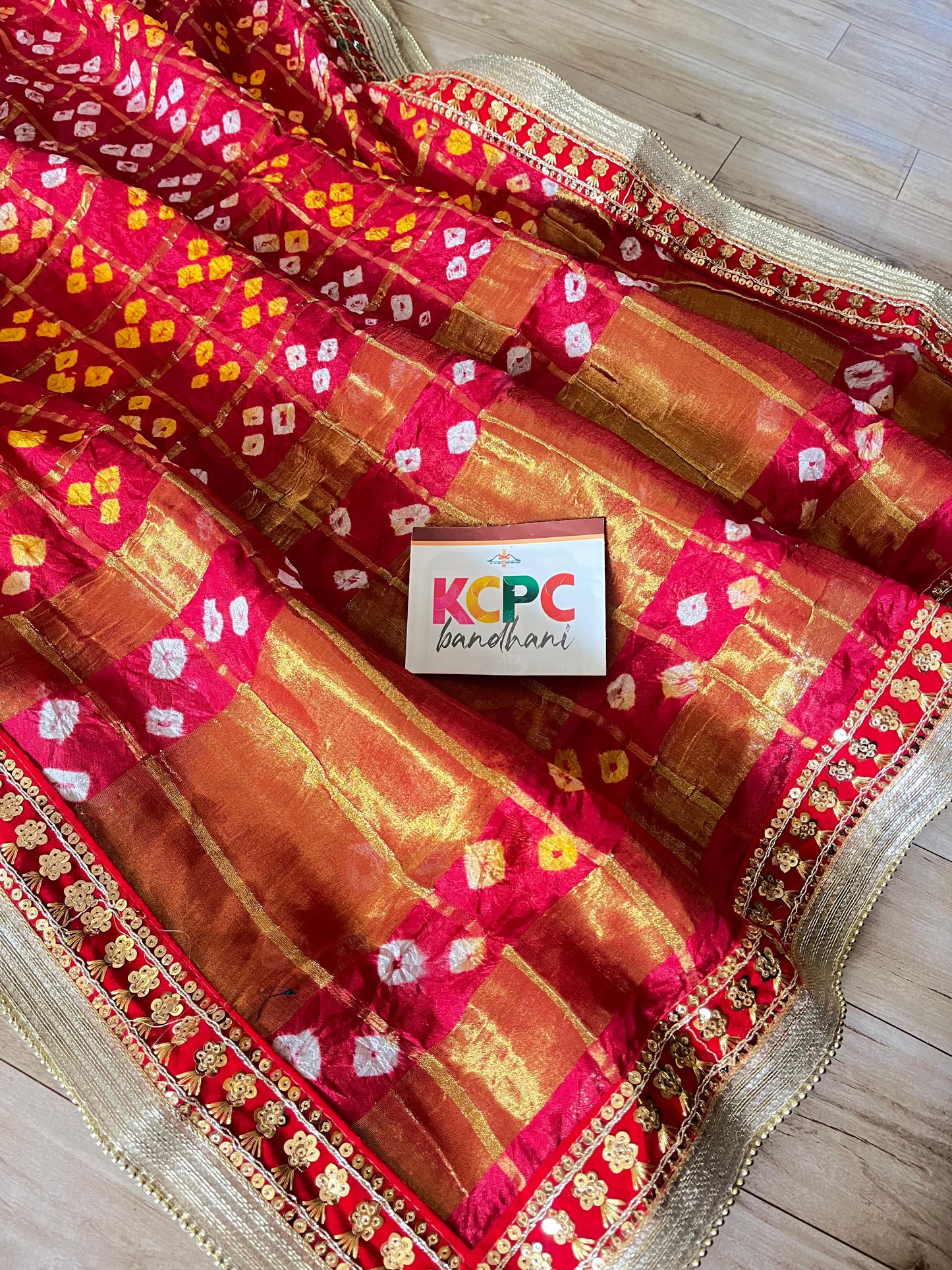 Rajasthani Traditional Bandhani Chunri Piliya Dupatta, OR, KC