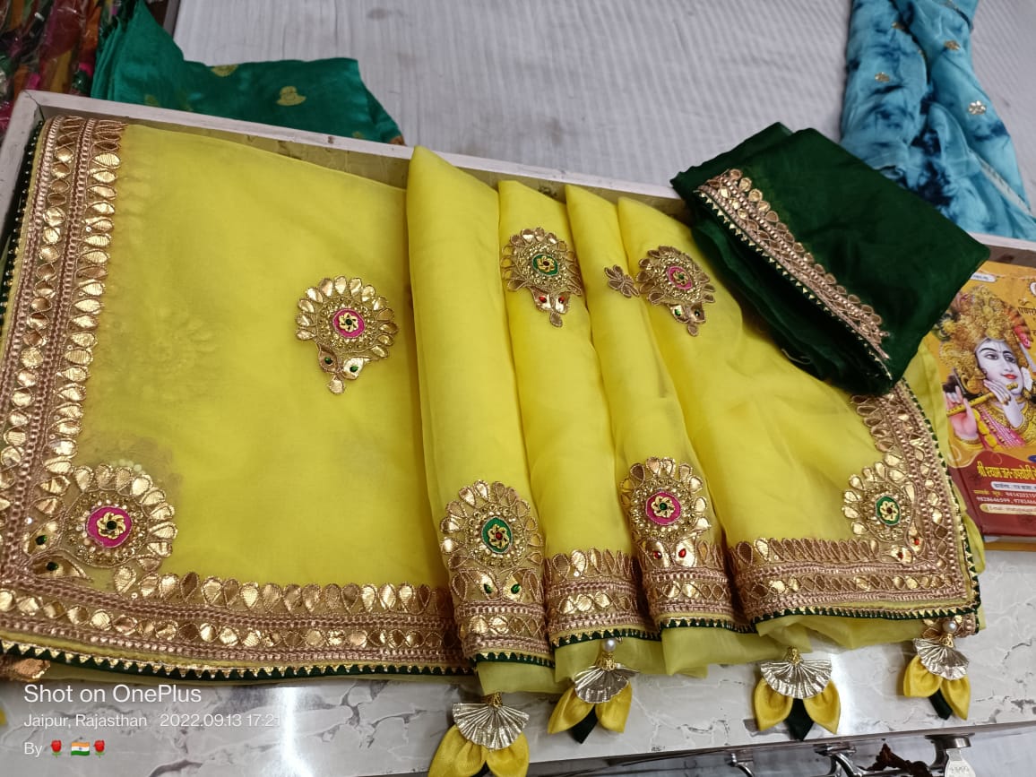 Mehroon Bandhini Gota Patti Work Saree|Buy Now Traditional Saree|Jhakhas