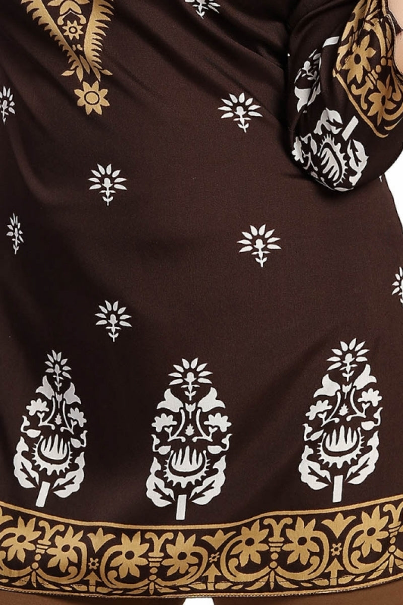 Endearing Ethnicity Short Brown Tunic For Women - keshubaba