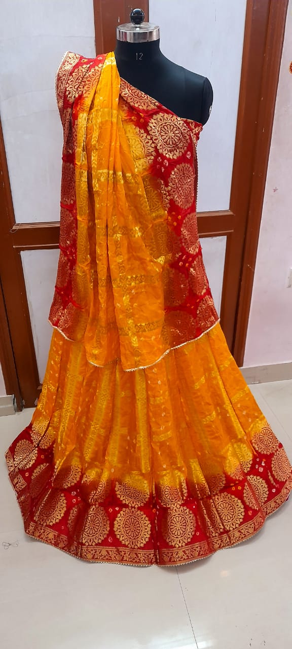 Rajasthani Special Bandhani Lehengas, Or , Kml at Rs 1799.00 in Sikar | ID:  26401029262